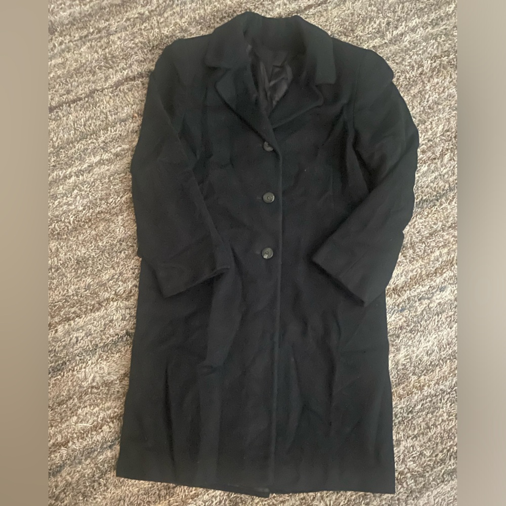Saks Fifth Avenue Regency Cashmere Black Dress Coat Peacoat Size 8